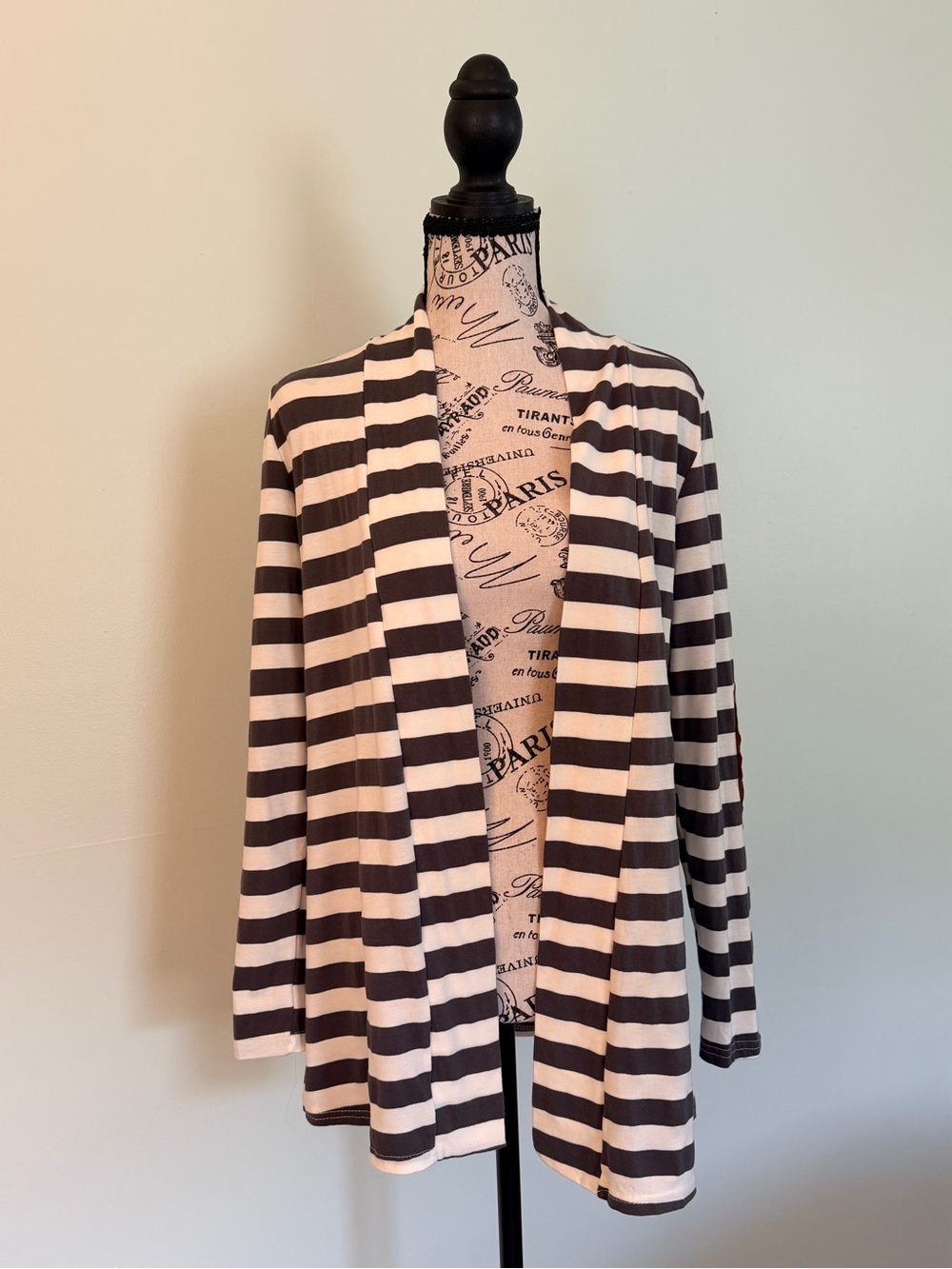 Zanzea Black and White Striped Open-Front Cardigan